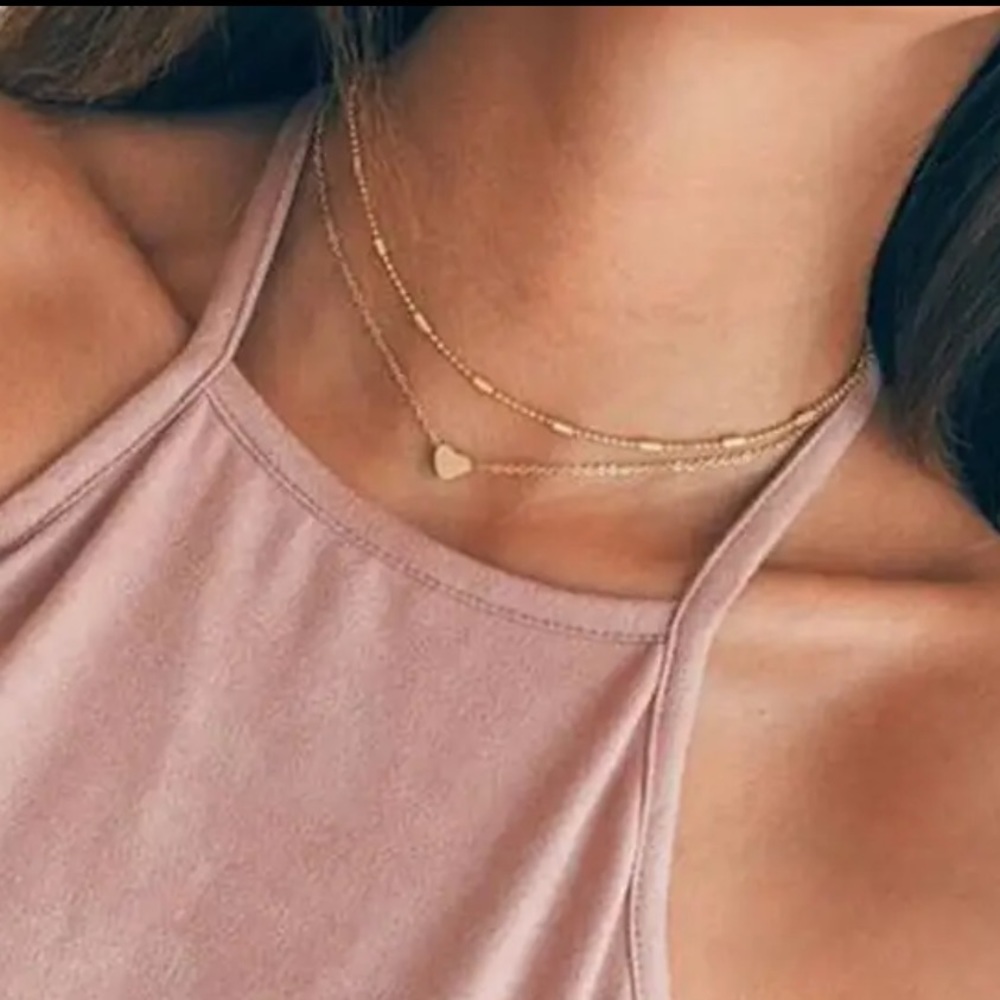 Gold Multilayer Heart Necklace